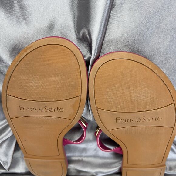 Franco Sarto Womens Jade Magenta Hot Pink Gold Flat Pool Slides‎ Shoes Size 7M - Picture 10 of 14